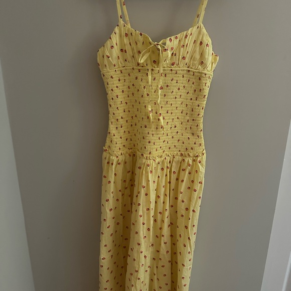Free People Floral Midi Dress - Yellow NWT Small Lavender Daze - Picture 2 of 5